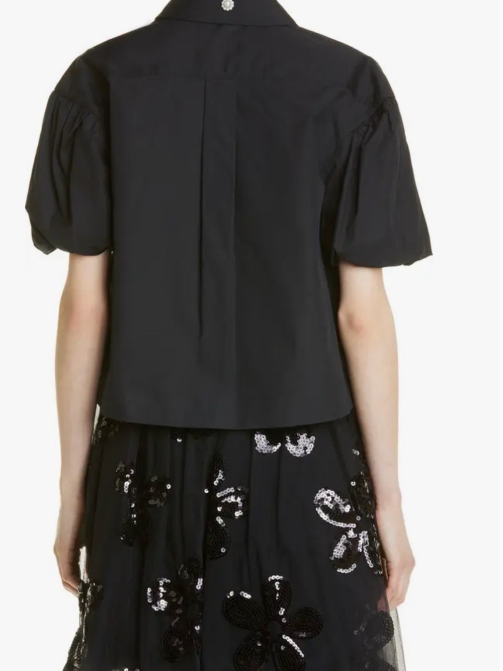 Simone Rocha Black Puff-Sleeve Button Down Shirt - Picture 3 of 12